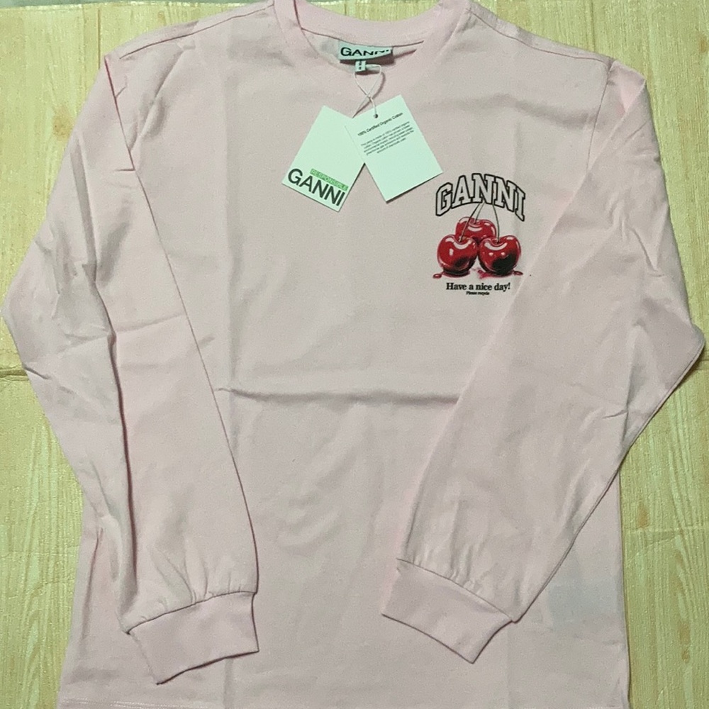 Ganni Pink Long Sleeve Tee